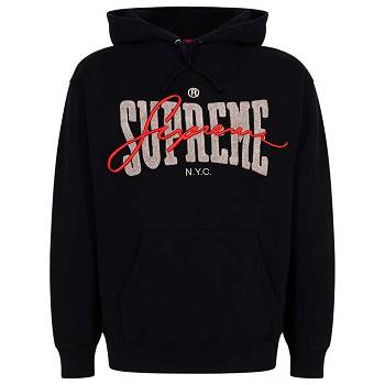Supreme Embroide Chenilles Mikiny S Kapucňou Čierne | SK108KI