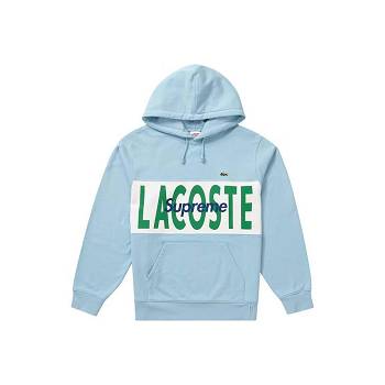 Supreme LACOSTE Logo Panel S Kapucňou Mikiny Modre | SK326WY