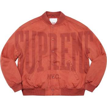 Supreme Washed Knockout Denim Varsity Bundy Červené | SK153AP