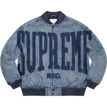 Supreme Washed Knockout Denim Varsity Bundy Námornícka Modrá | SK154SO